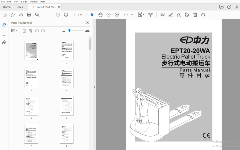 EP EPT20-20WA Electric Pallet Truck Parts Manual – PDF DOWNLOAD ...