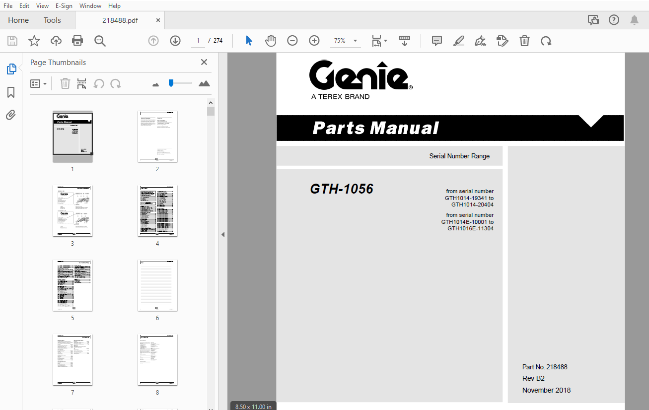 Genie GTH1056 Parts Manual 218488 PDF DOWNLOAD HeyDownloads