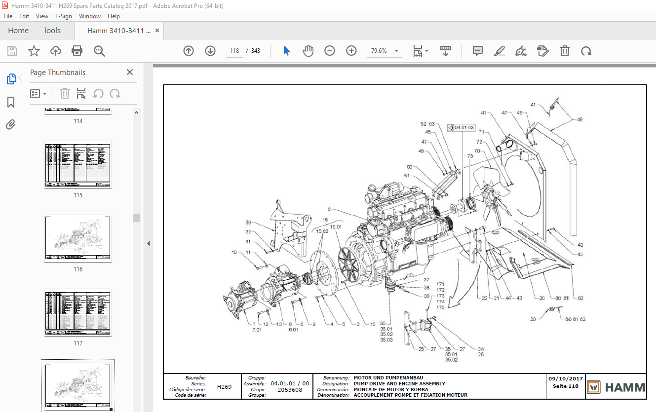Hamm Roller 34103411 (H269) Parts Catalogue Manual PDF DOWNLOAD
