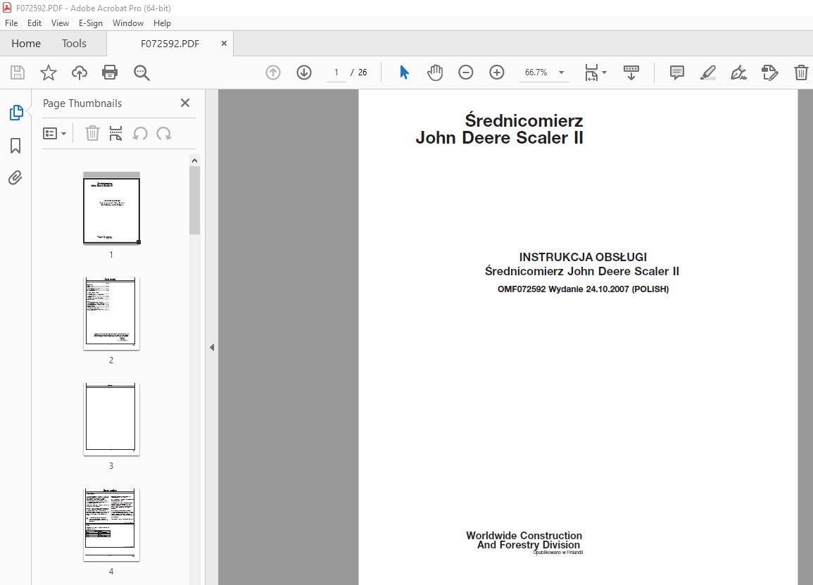 John Deere Scaler II INSTRUKCJA OBSŁUGI OMF072592 PDF DOWNLOAD