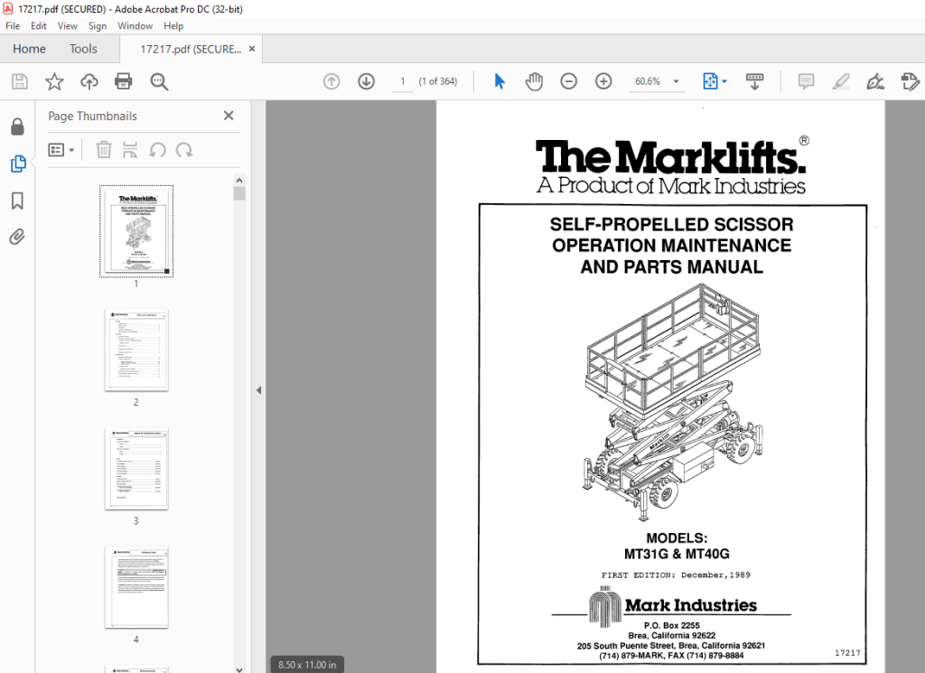 Marklift MT31G &amp; MT40G SELF-PROPELLED SCISSOR OPERATION MAINTENANCE ...