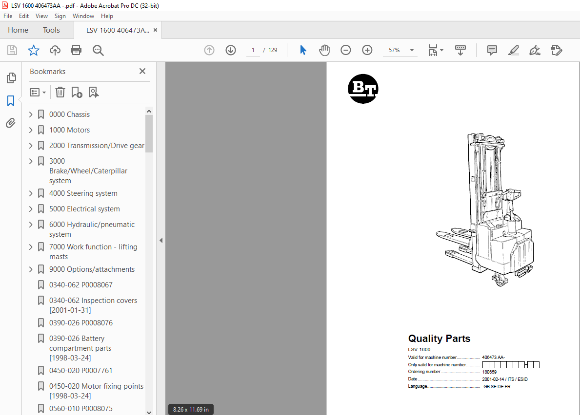 BT Forklift LSV 1600 Quality Parts Manual – PDF – HeyDownloads – Manual ...