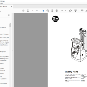 BT Forklift RRE140 RRE140C RRE140E RRE140EC Quality Parts Manual ...