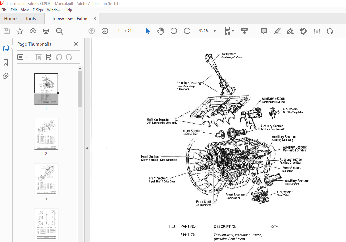 Terex Eaton RT8908LL Transmission Parts Manual - PDF DOWNLOAD ...