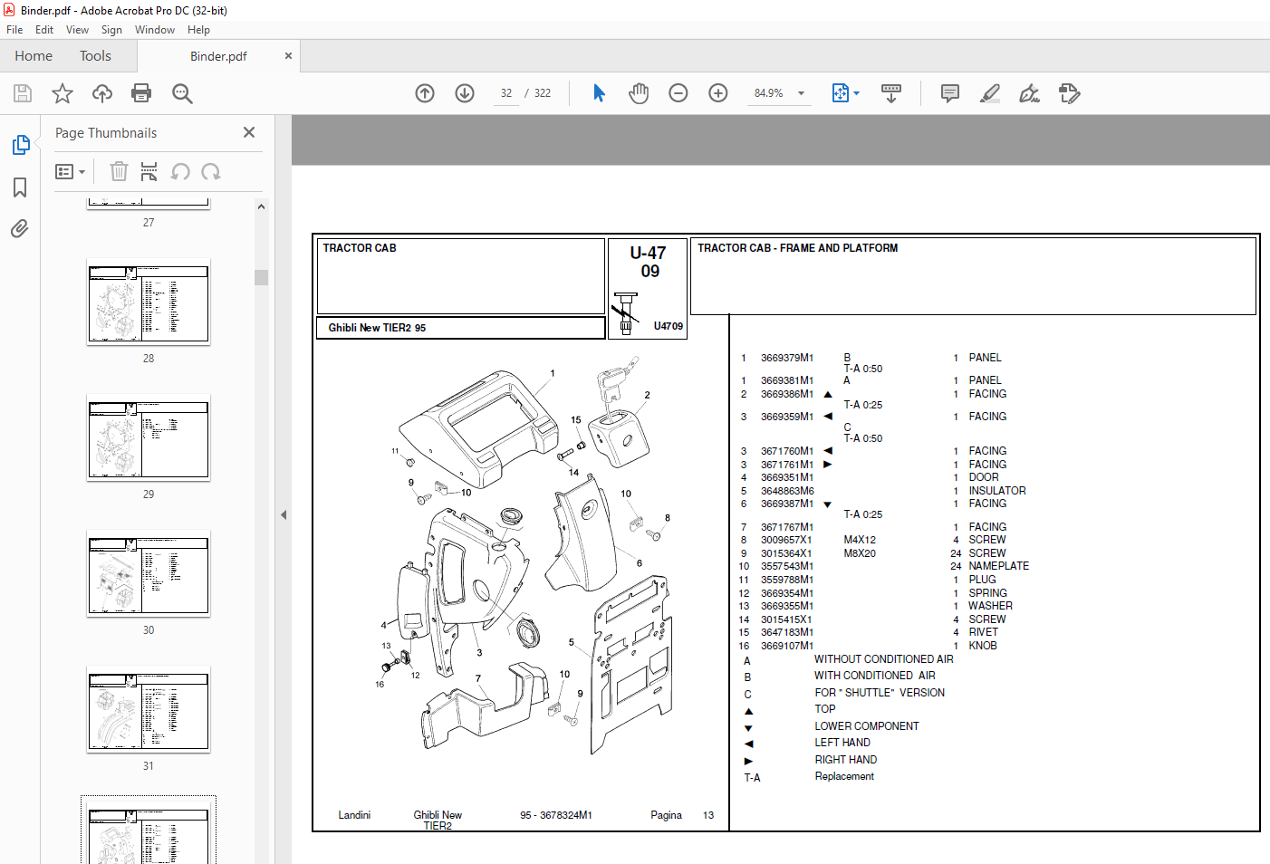 Manuale Officina Landini Ghibli 80 90 100 Su CD, Service Manual In Inglese