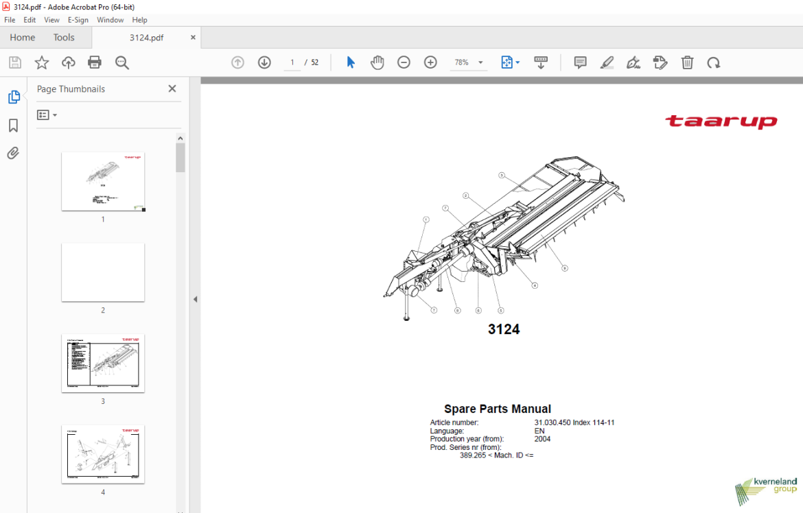 Kverneland Taarup 3124 Mower Parts Manual – PDF DOWNLOAD – HeyDownloads ...