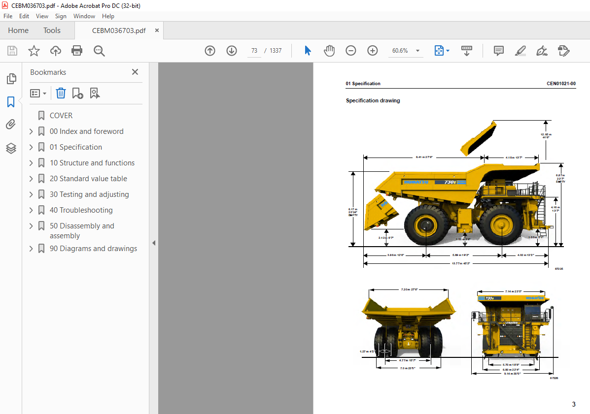 Komatsu 730E-10 DUMP TRUCK Shop Manual CEBM036703 - PDF DOWNLOAD ...