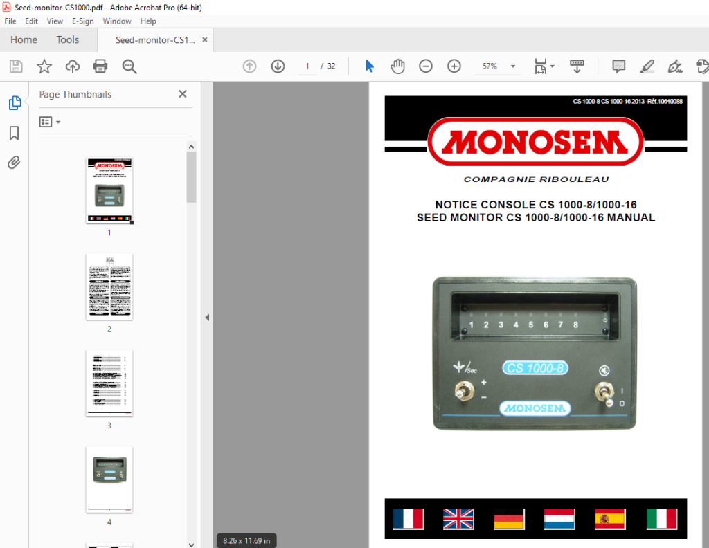 Monosem SEED MONITOR CS 1000-81000-16 User Manual – PDF DOWNLOAD ...