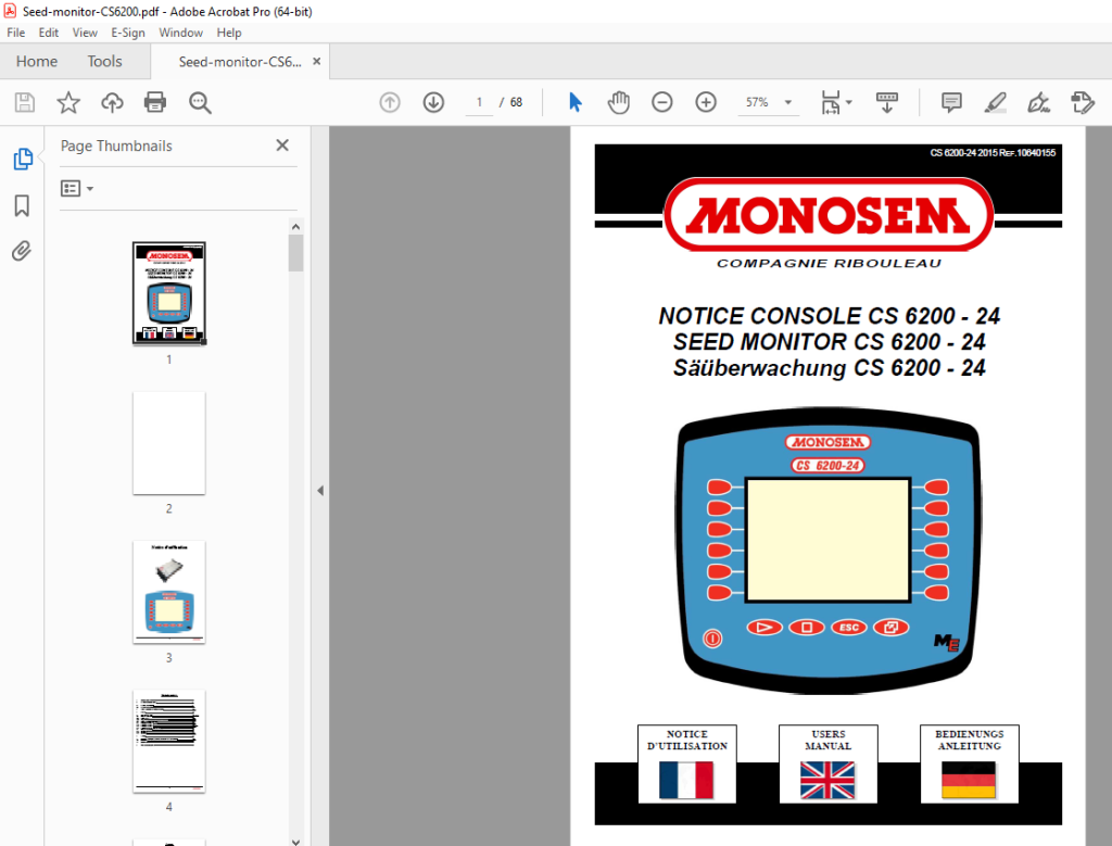 Monosem SEED MONITOR CS 6200 - 24 User Manual - PDF DOWNLOAD ...