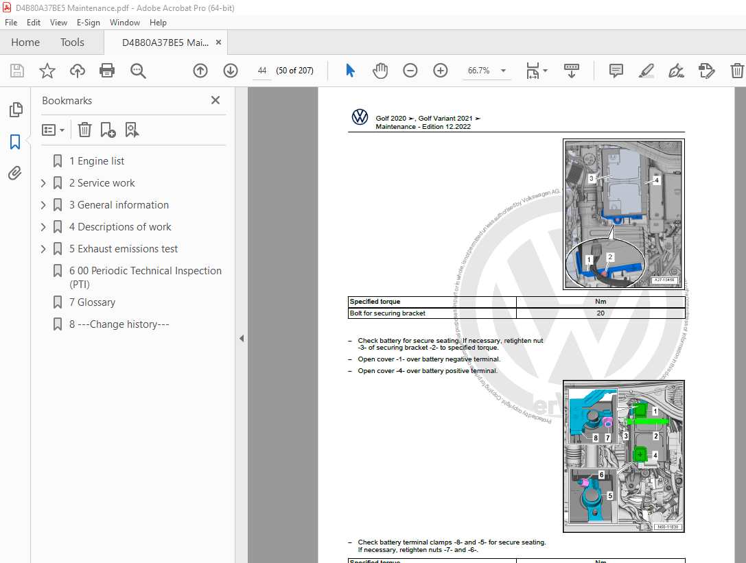 Motorcode Golf Variant Volkswagen Golf 2020 Golf Variant 2021 Maintenance Manual PDF ...