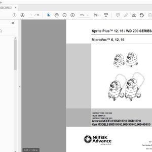 Nilfisk Advance Sprite Plus 12 16/WD 200 Series MicroVac 6 12 16 ...