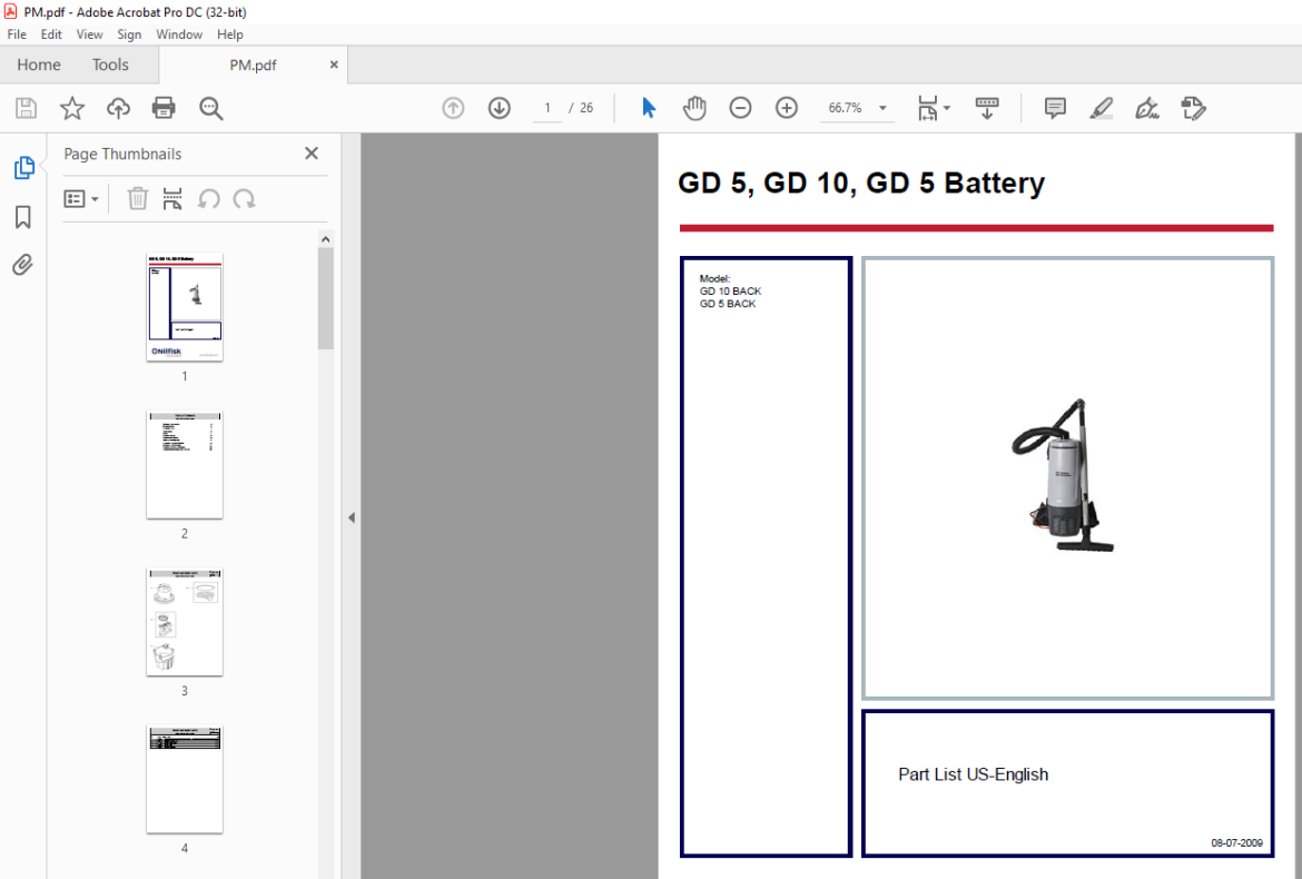 Nilfisk GD 10 BACK GD 5 BACK Parts List Manual - PDF DOWNLOAD